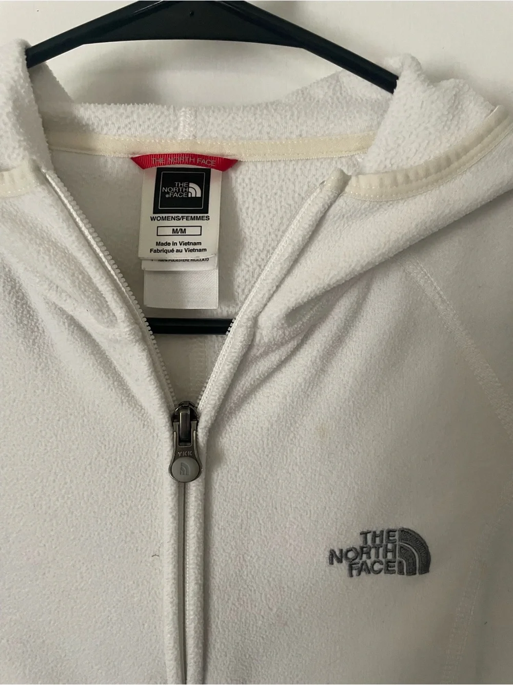 The North Face TKA 100 Glacier Women's Full Zip White Hooded Fleece Jacket Sz M - Picture 2 of 5